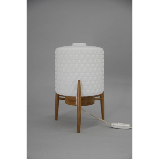 Vintage wood and glass table lamp by Uluv, Czechoslovakia 1960s