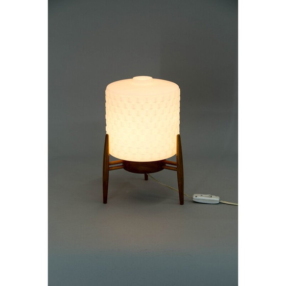 Image 1 of Lampada da tavolo vintage in legno e vetro di Uluv, Cecoslovacchia, anni '60