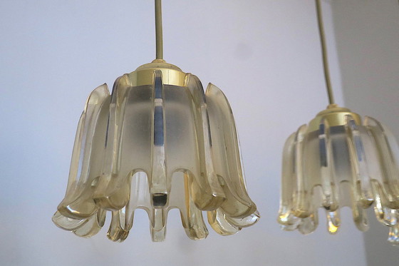 Image 1 of 5x Doria Frosted Amber Glass Pendant Lights