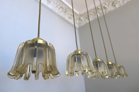 Image 1 of 5x Doria Frosted Amber Glass Pendant Lights