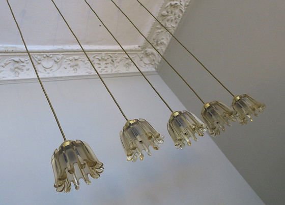 Image 1 of 5x Doria Frosted Amber Glass Pendant Lights