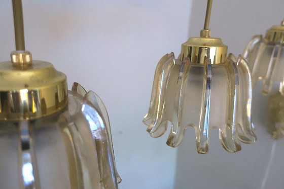 Image 1 of 5x Doria Frosted Amber Glass Pendant Lights