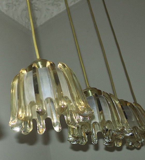 Image 1 of 5x Doria Frosted Amber Glass Pendant Lights