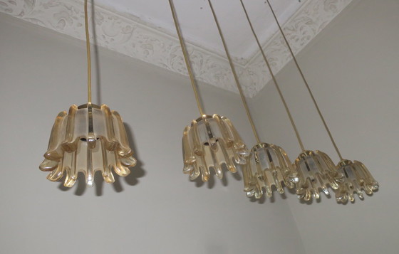 Image 1 of 5x Doria Frosted Amber Glass Pendant Lights