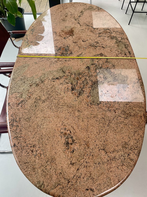 Image 1 of Pink Oval Granite Dining Table