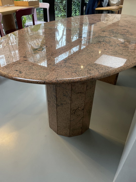 Image 1 of Pink Oval Granite Dining Table