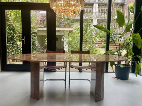 Image 1 of Pink Oval Granite Dining Table