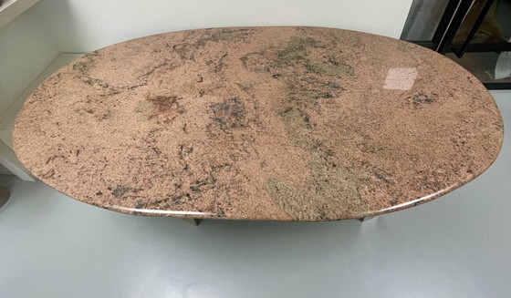 Image 1 of Pink Oval Granite Dining Table