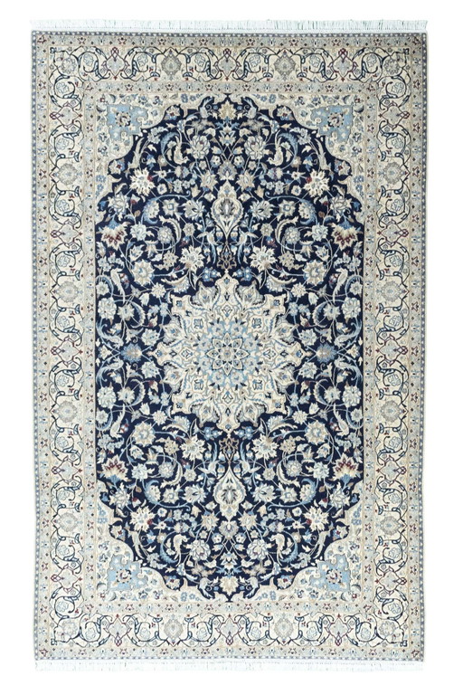 Hand Knotted Persian Carpet Nain With Silk - 316 X 200 Cm