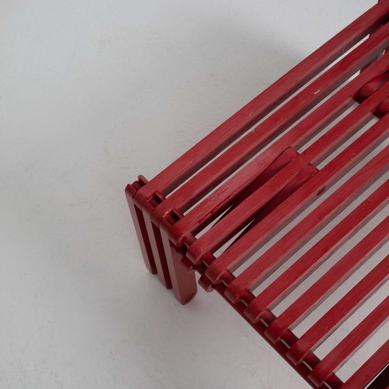 Image 1 of Red Wooden Lounge Chair And Side Table Set