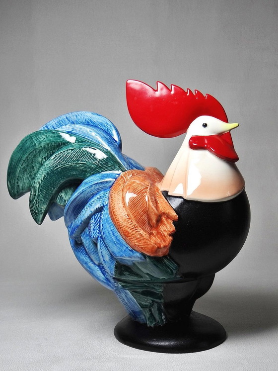 Image 1 of Subject Polychrome Porcelain Rooster Hahn Georges Selim For Goebel Germany 1984