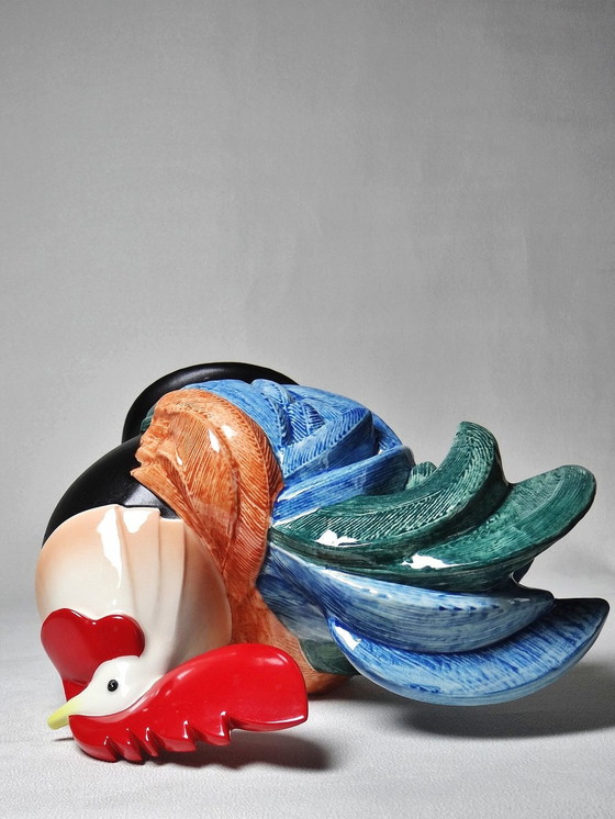 Image 1 of Subject Polychrome Porcelain Rooster Hahn Georges Selim For Goebel Germany 1984