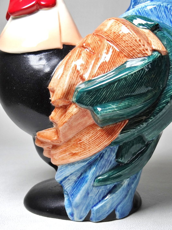 Image 1 of Subject Polychrome Porcelain Rooster Hahn Georges Selim For Goebel Germany 1984