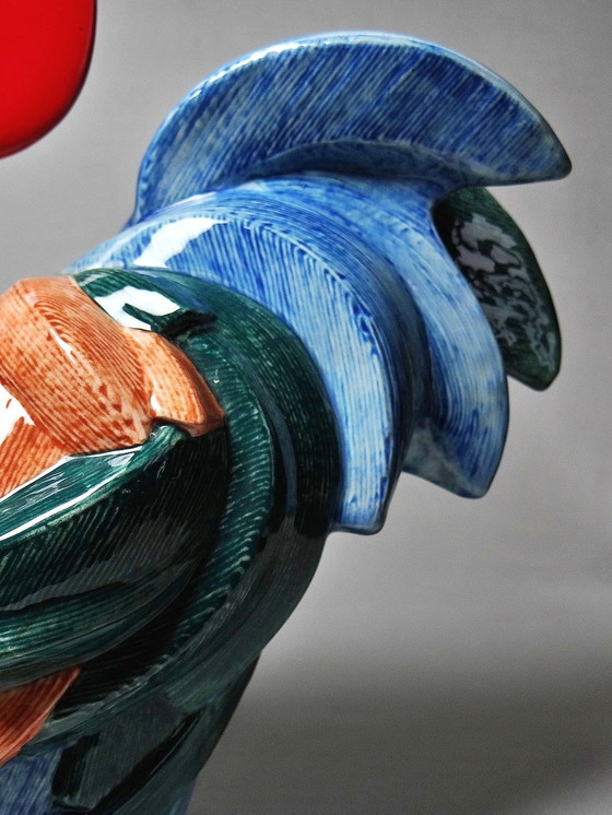 Image 1 of Subject Polychrome Porcelain Rooster Hahn Georges Selim For Goebel Germany 1984