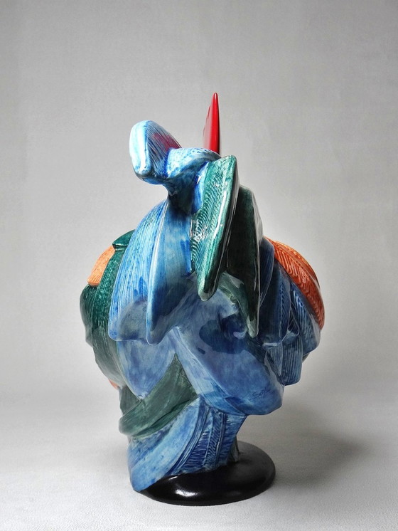 Image 1 of Subject Polychrome Porcelain Rooster Hahn Georges Selim For Goebel Germany 1984