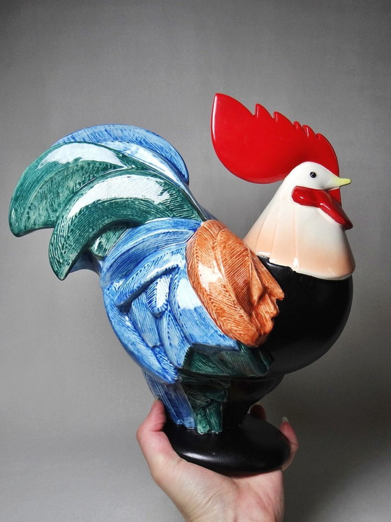 Image 1 of Subject Polychrome Porcelain Rooster Hahn Georges Selim For Goebel Germany 1984