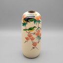 Kutani Yaki Ware Ceramic Japanese Porcelain Vintage Flower Vase Plum and Bird