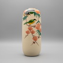 Kutani Yaki Ware Ceramic Japanese Porcelain Vintage Flower Vase Plum and Bird