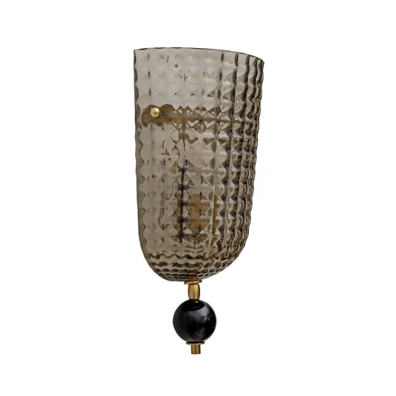 Image 1 of Pair Of Art Dèco Style Italian Murano Glass And Brass Sconces