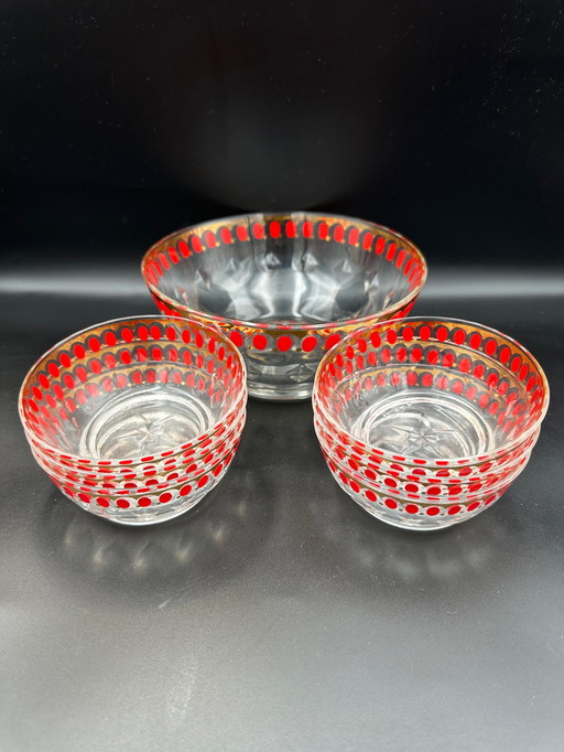 Vintage Italy 50s Dessert Bowls and Large Bowl
