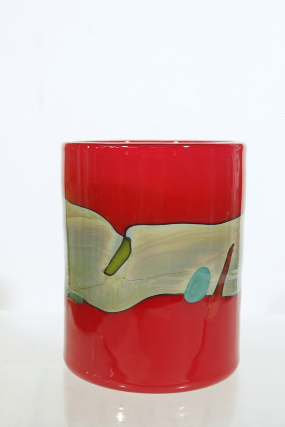 Image 1 of Kerttu Nurminen & Nuutajärvi - Abstract Decorative Frieze Roller Vase 1980S