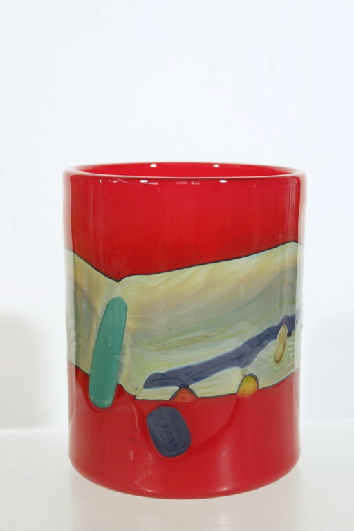 Kerttu Nurminen & Nuutajärvi - Abstract Decorative Frieze Roller Vase 1980S