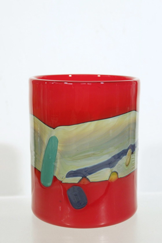 Image 1 of Kerttu Nurminen & Nuutajärvi - Abstract Decorative Frieze Roller Vase 1980S