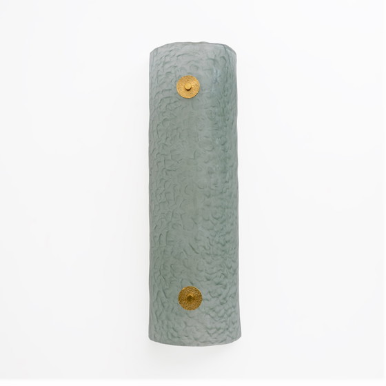 Image 1 of Coppia di applique da parete moderne in vetro di Murano italiano verde acqua e ottone