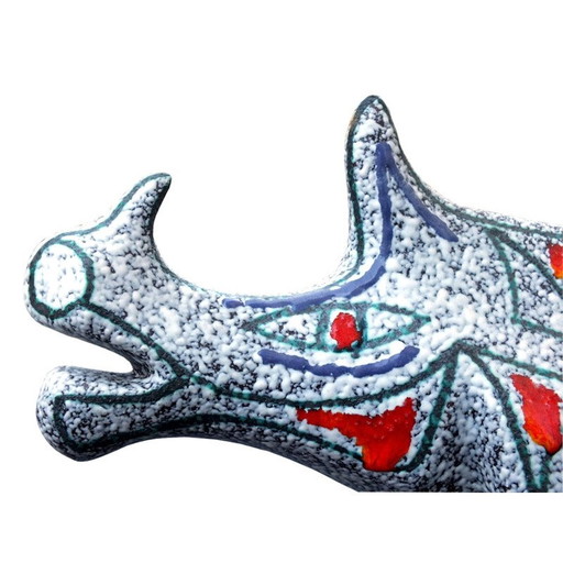 Rinoceronte in ceramica d'epoca di Roberto Rigon Vicenza, Italia 1960