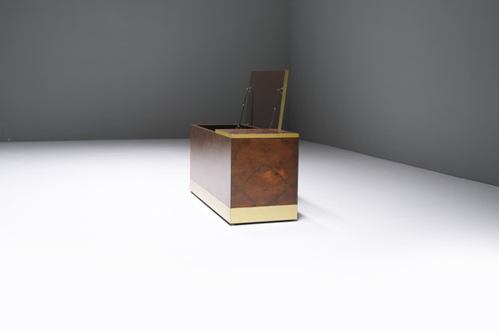 Image 1 of Caisse de rangement / Table basse vintage en bois de bouleau par Willy Rizzo - Italie 1970