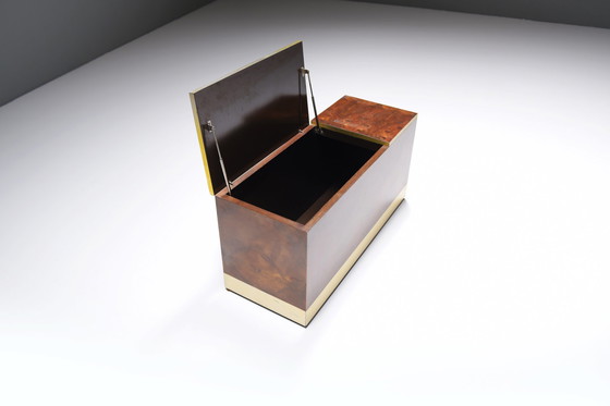 Image 1 of Caisse de rangement / Table basse vintage en bois de bouleau par Willy Rizzo - Italie 1970