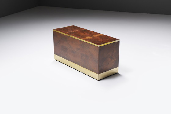 Image 1 of Caisse de rangement / Table basse vintage en bois de bouleau par Willy Rizzo - Italie 1970