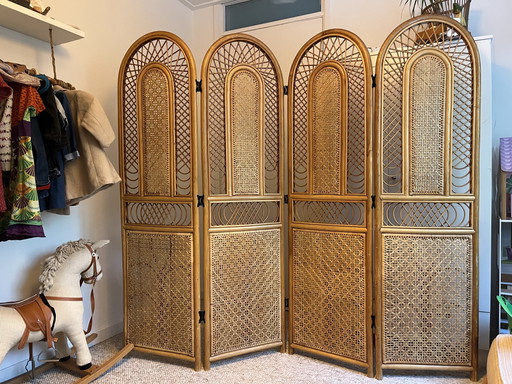 Vintage Rattan Folding Screen