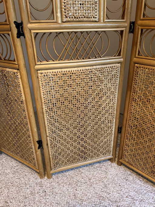 Vintage Rattan Folding Screen
