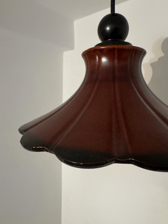 Image 1 of Lampada a sospensione in ceramica a forma di fiore anni '70