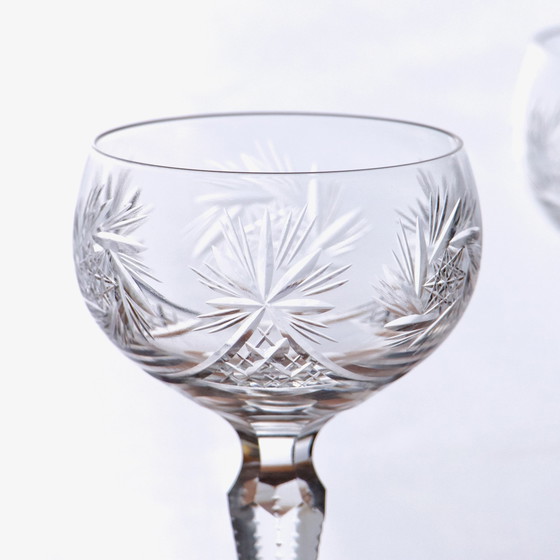 Image 1 of 5x Old Val Saint Lambert Crystal Mouth Blown Glasses