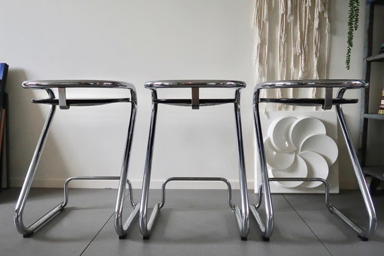 Image 1 of 3x Vintage Lammhults barstools by Börge Lindau & Bo Lindekrantz
