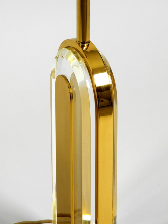 Image 1 of Very Rare 1970S Xxl Brass Glass Table Lamp From Vereinigte Werkstätten Collection