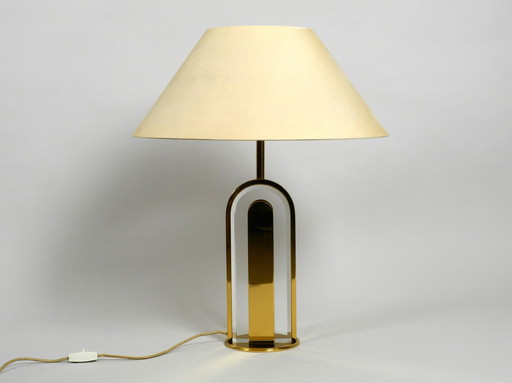 Very Rare 1970S Xxl Brass Glass Table Lamp From Vereinigte Werkstätten Collection