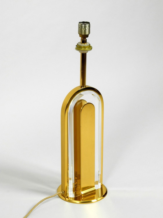 Image 1 of Very Rare 1970S Xxl Brass Glass Table Lamp From Vereinigte Werkstätten Collection