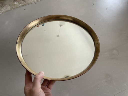 Miroir rond vintage en bronze