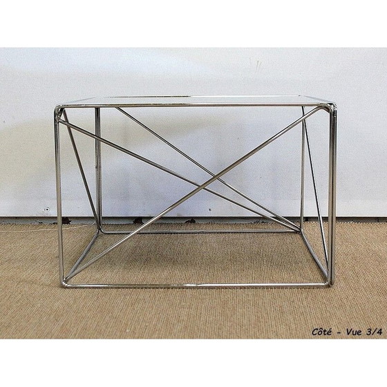 Image 1 of Vintage chrome-plated metal coffee table by Max Sauze, France 1970