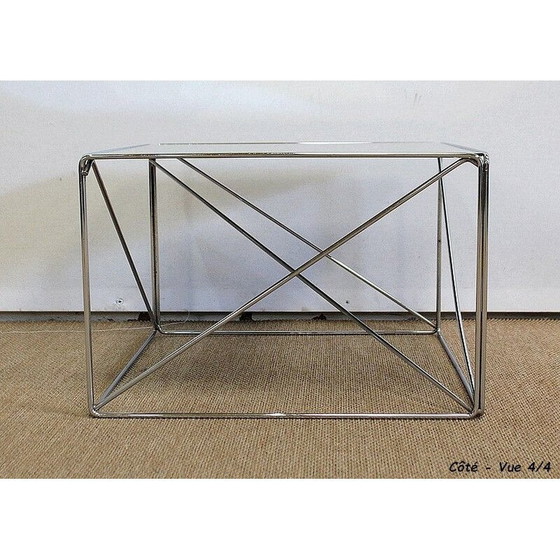 Image 1 of Vintage chrome-plated metal coffee table by Max Sauze, France 1970