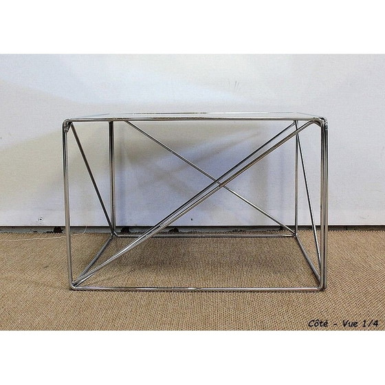 Image 1 of Vintage chrome-plated metal coffee table by Max Sauze, France 1970