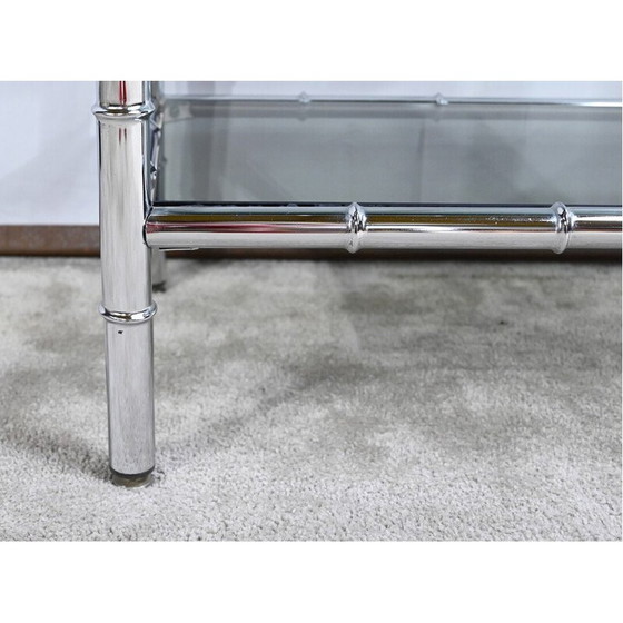 Image 1 of Mensola vintage in metallo cromato e vetro a 5 livelli, 1970