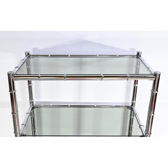 Image 1 of Mensola vintage in metallo cromato e vetro a 5 livelli, 1970