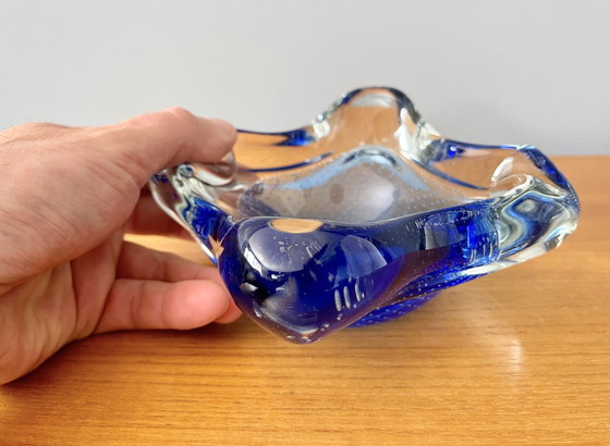 Image 1 of Vintage Murano Blue Glass Bowl Ashtray