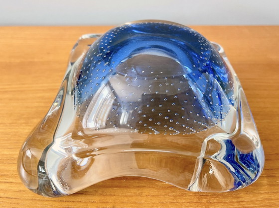 Image 1 of Vintage Murano Blue Glass Bowl Ashtray