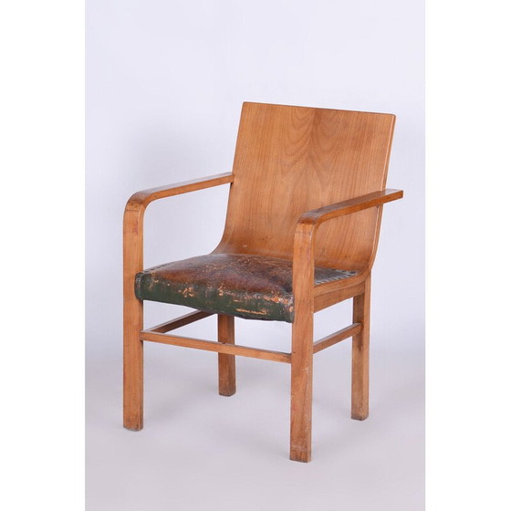 Image 1 of Vintage Art Deco cherry armchair by J. Halabala for Up Zavody, Czechoslovakia 1930