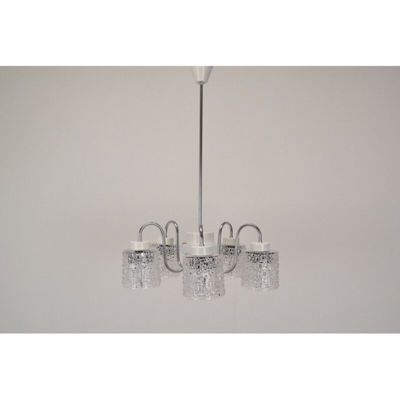 Image 1 of Lampadario vintage in vetro e metallo di Lidokov, Cecoslovacchia, 1960